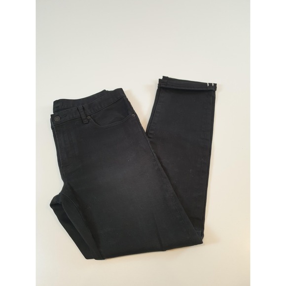 Uniqlo Selvedge Slim Straight Low Rise Jeans Black Mens Size 34x32 (34x30) - Picture 1 of 15